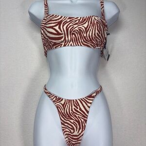 Kendall & Kylie Orange and White Bikini Bottom tiger size small